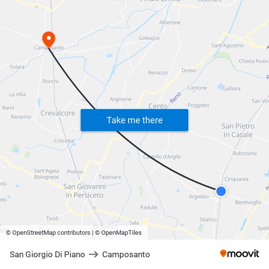 San Giorgio Di Piano to Camposanto map