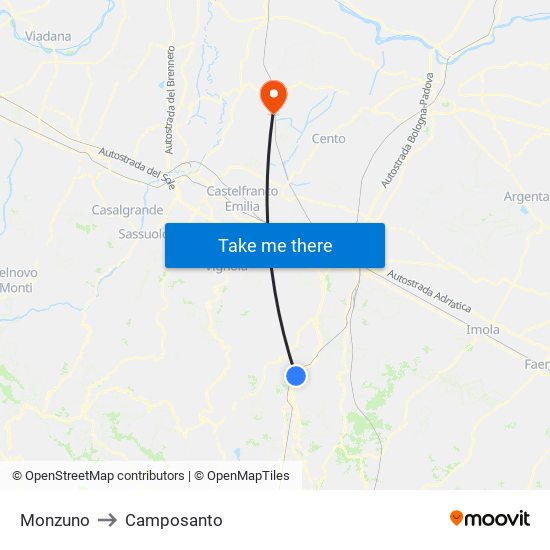 Monzuno to Camposanto map