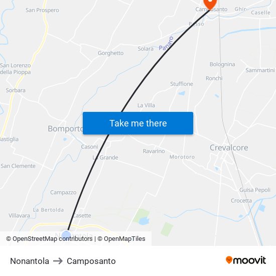 Nonantola to Camposanto map