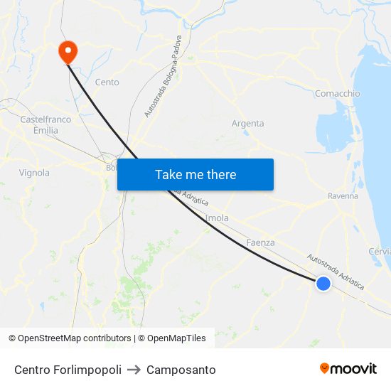 Centro Forlimpopoli to Camposanto map