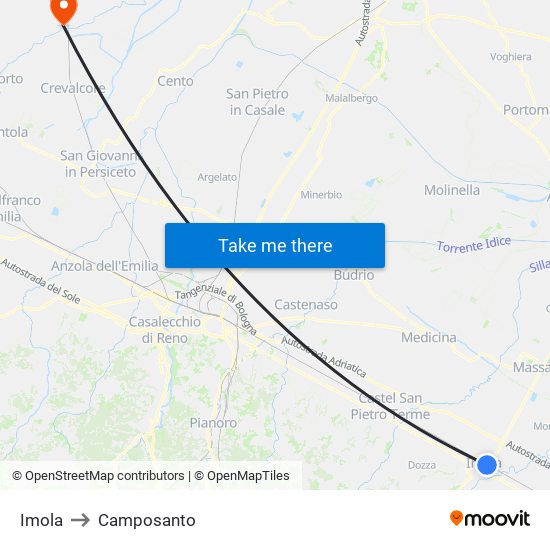 Imola to Camposanto map