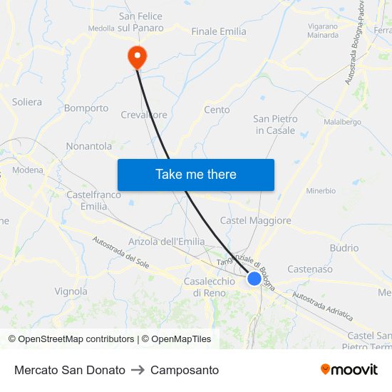 Mercato San Donato to Camposanto map