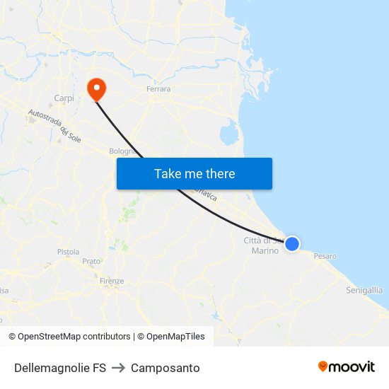 Dellemagnolie FS to Camposanto map