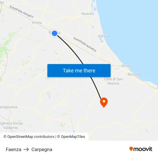 Faenza to Carpegna map