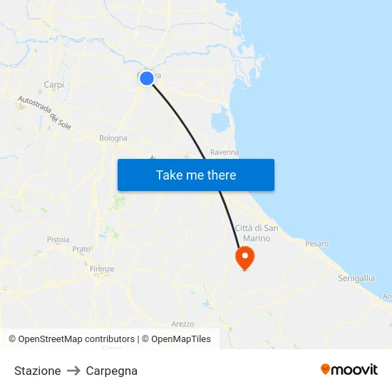 Stazione to Carpegna map