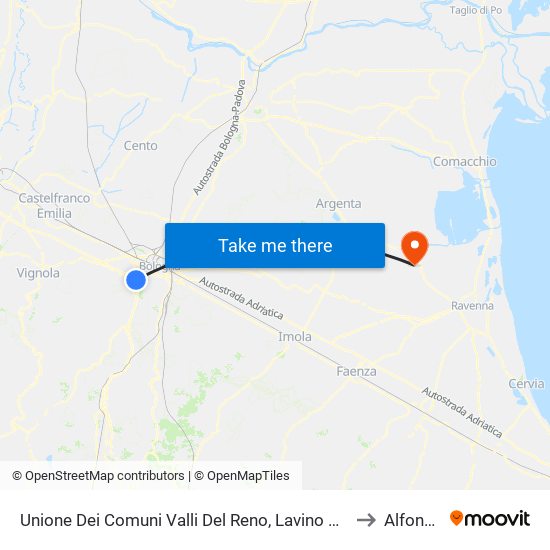 Unione Dei Comuni Valli Del Reno, Lavino E Samoggia to Alfonsine map