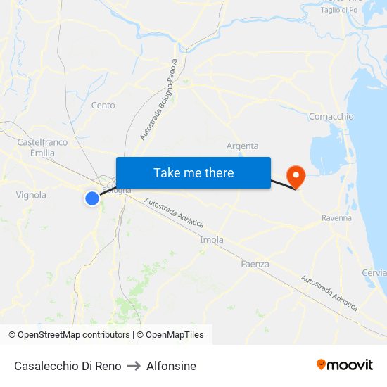 Casalecchio Di Reno to Alfonsine map