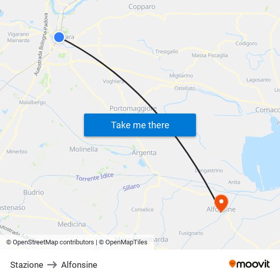 Stazione to Alfonsine map