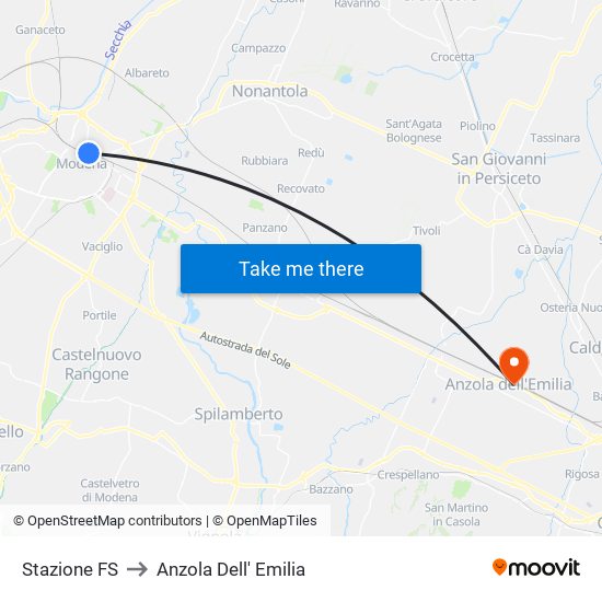 Stazione FS to Anzola Dell' Emilia map