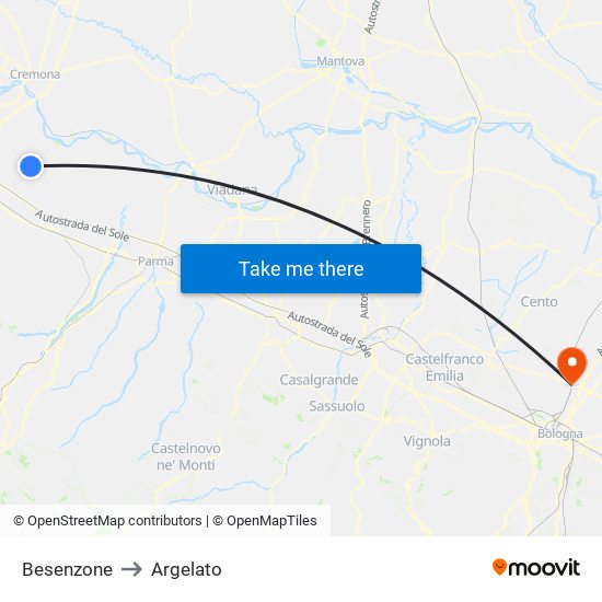 Besenzone to Argelato map