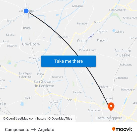 Camposanto to Argelato map