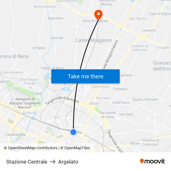 Stazione Centrale to Argelato map