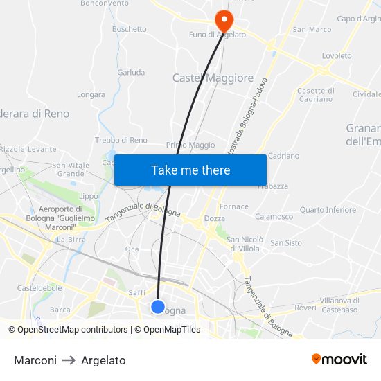 Marconi to Argelato map