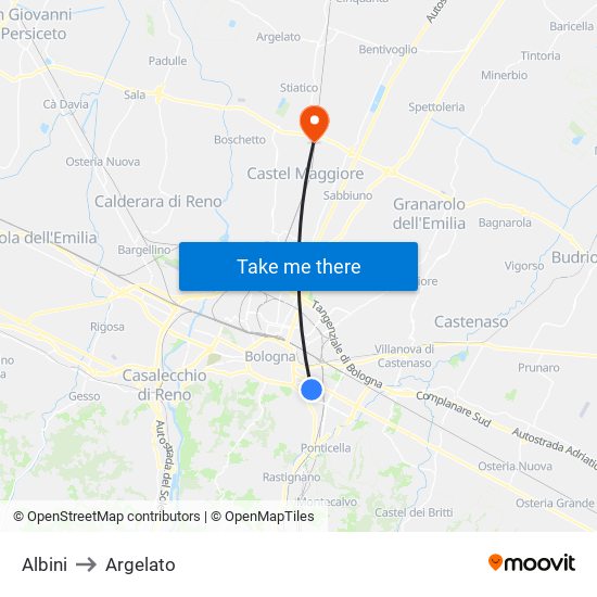 Albini to Argelato map