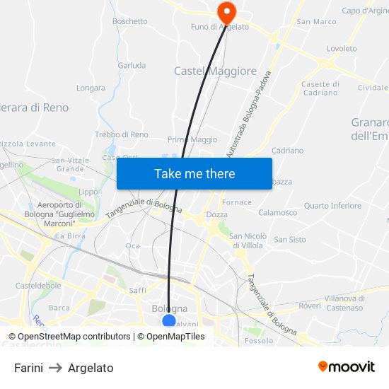 Farini to Argelato map