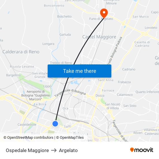 Ospedale Maggiore to Argelato map
