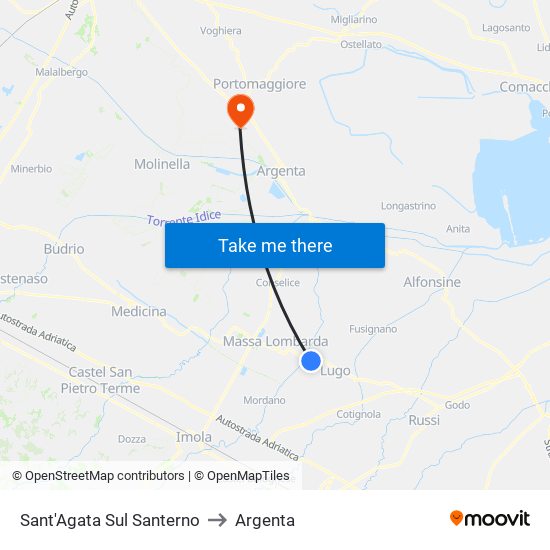 Sant'Agata Sul Santerno to Argenta map