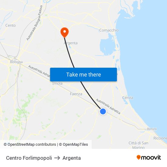 Centro Forlimpopoli to Argenta map