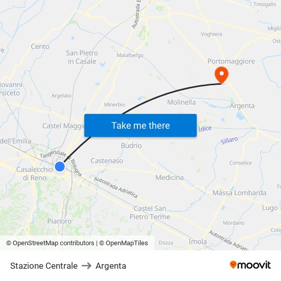 Stazione Centrale to Argenta map