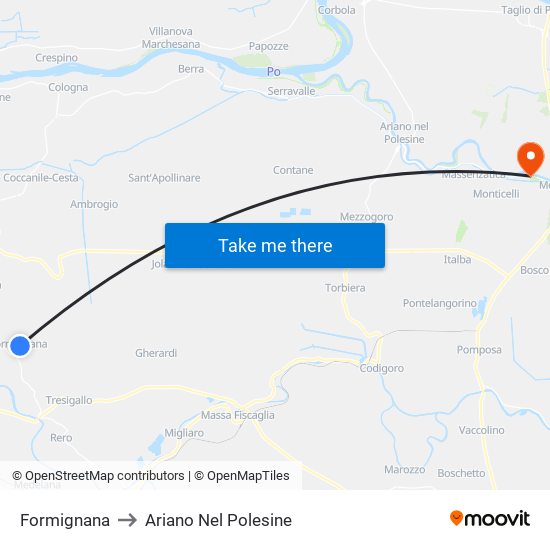 Formignana to Ariano Nel Polesine map