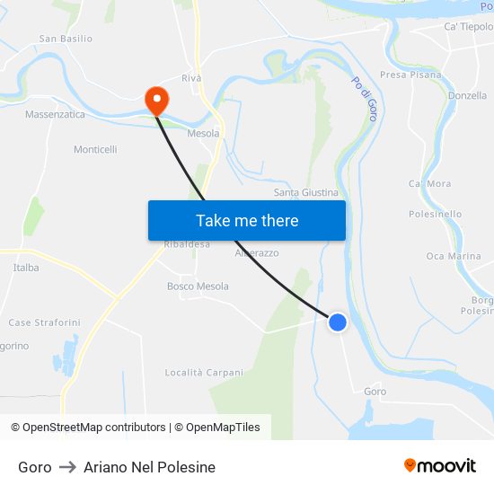 Goro to Ariano Nel Polesine map