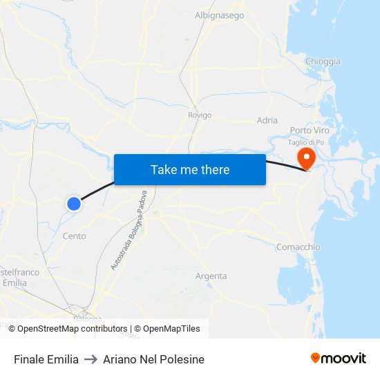 Finale Emilia to Ariano Nel Polesine map