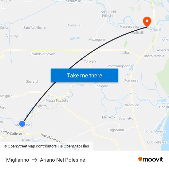 Migliarino to Ariano Nel Polesine map