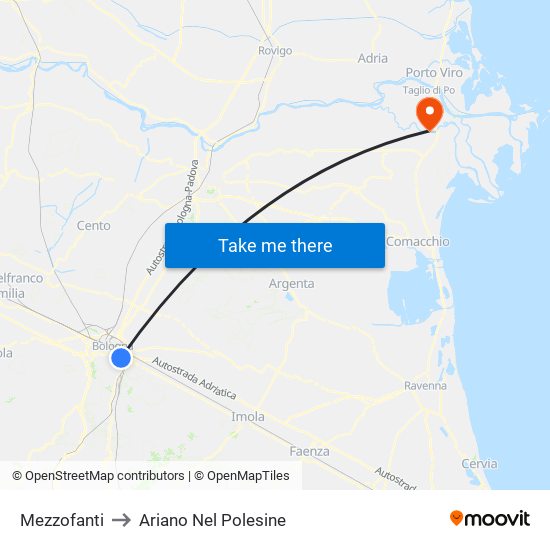 Mezzofanti to Ariano Nel Polesine map