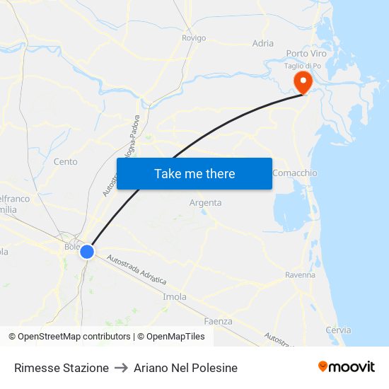 Rimesse Stazione to Ariano Nel Polesine map