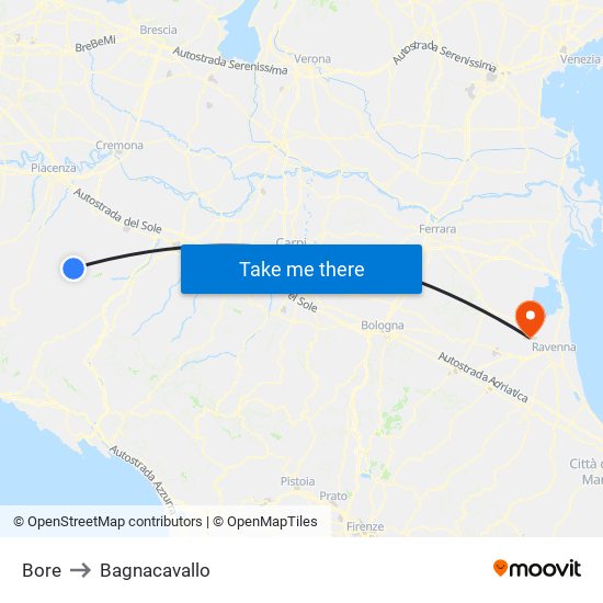 Bore to Bagnacavallo map