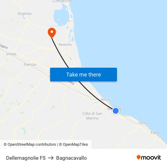 Dellemagnolie FS to Bagnacavallo map