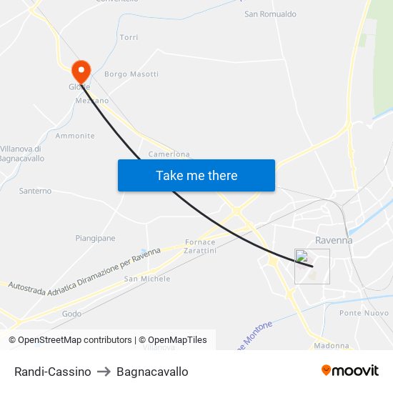 Randi-Cassino to Bagnacavallo map