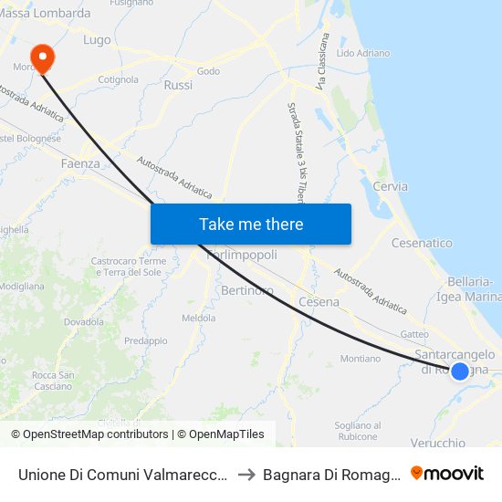Unione Di Comuni Valmarecchia to Bagnara Di Romagna map