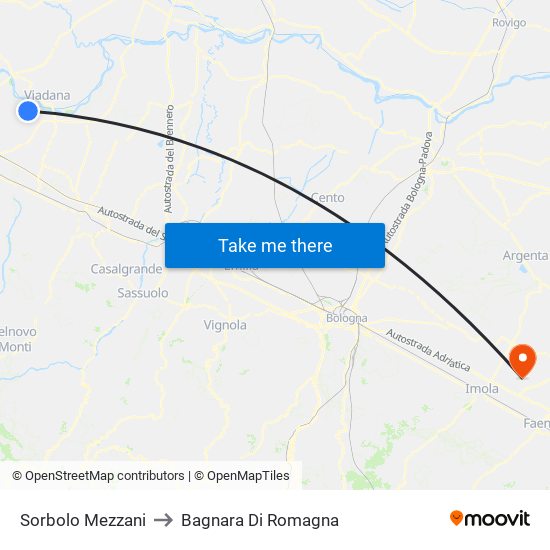 Sorbolo Mezzani to Bagnara Di Romagna map