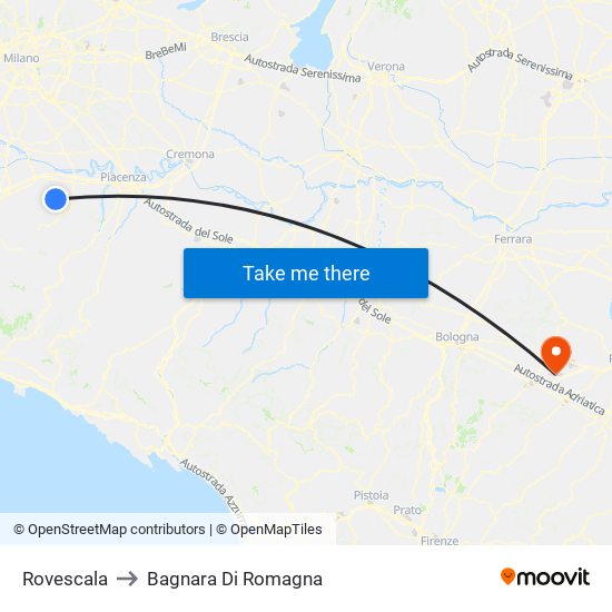 Rovescala to Bagnara Di Romagna map