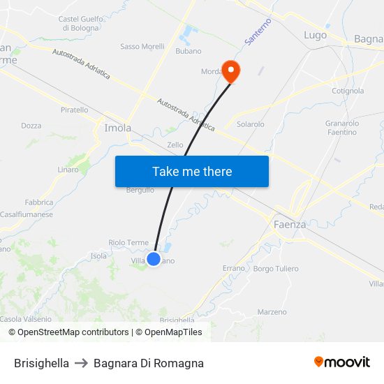 Brisighella to Bagnara Di Romagna map