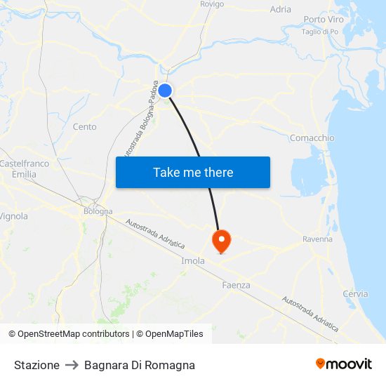 Stazione to Bagnara Di Romagna map