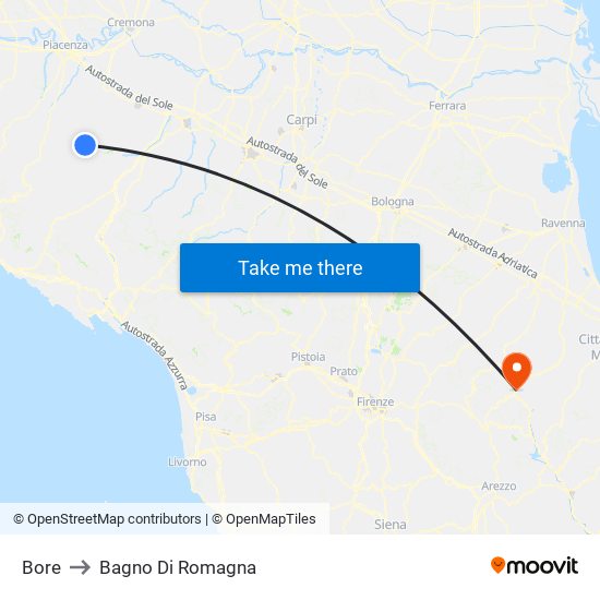 Bore to Bagno Di Romagna map