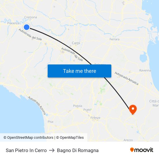 San Pietro In Cerro to Bagno Di Romagna map