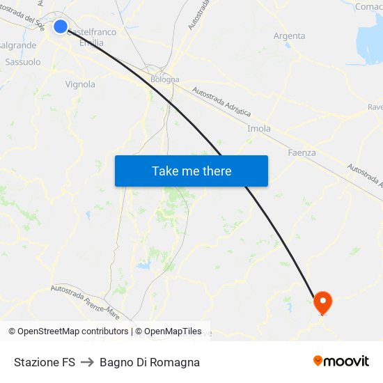 Stazione FS to Bagno Di Romagna map