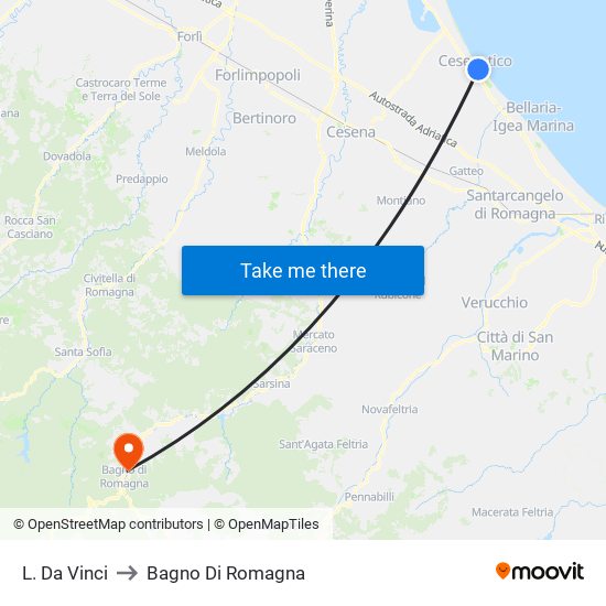 L. Da Vinci to Bagno Di Romagna map