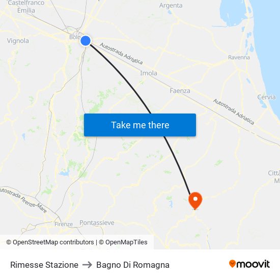 Rimesse Stazione to Bagno Di Romagna map