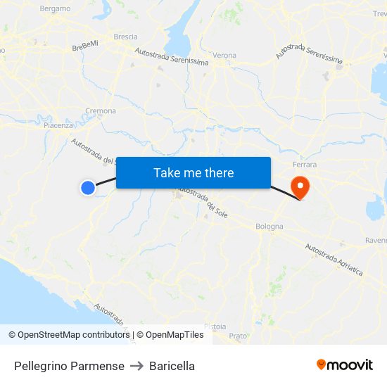 Pellegrino Parmense to Baricella map