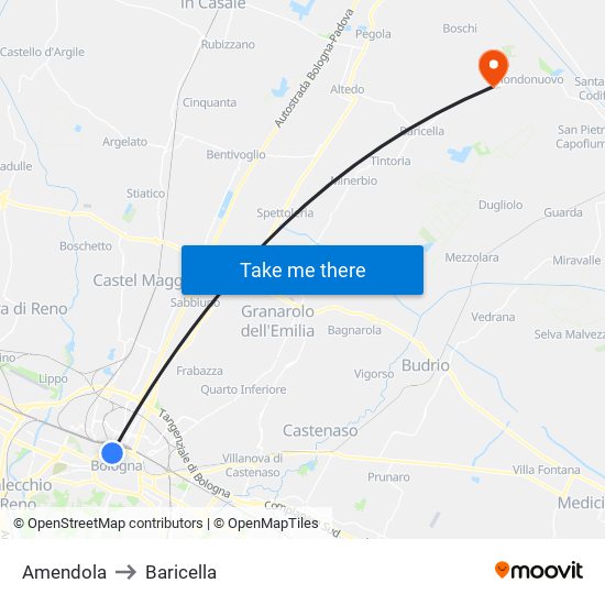 Amendola to Baricella map