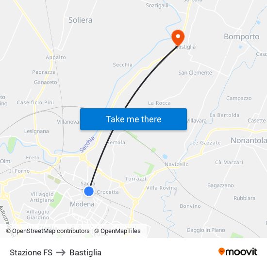 Stazione FS to Bastiglia map