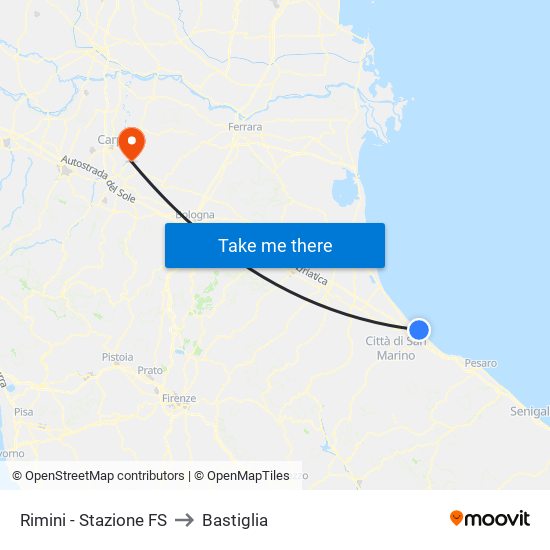 Rimini - Stazione FS to Bastiglia map