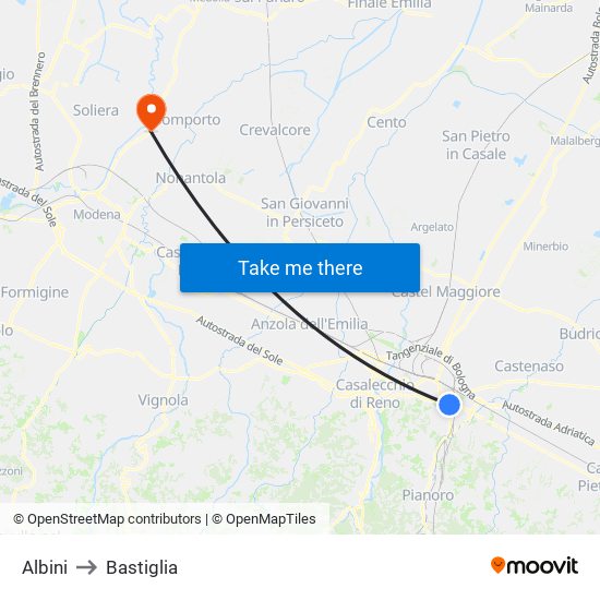 Albini to Bastiglia map