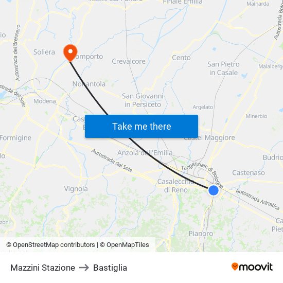 Mazzini Stazione to Bastiglia map