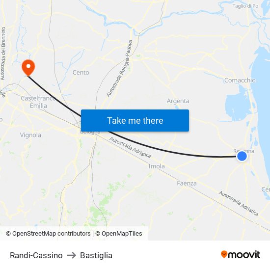 Randi-Cassino to Bastiglia map