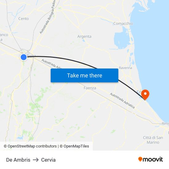 De Ambris to Cervia map
